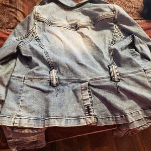Sugarfly jean jacket distressed size large